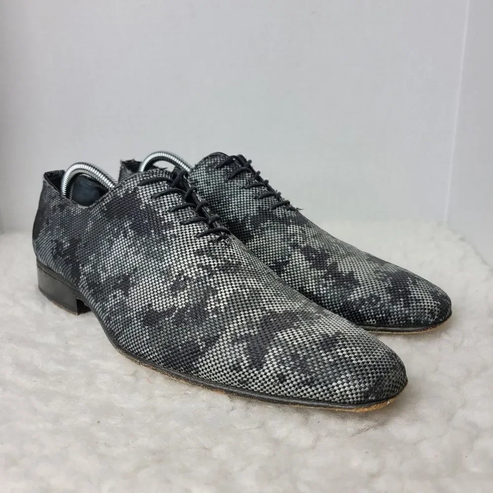 Messico Men's Size 9.5 Oxford Derby  Gray  Leather Camo Shoes